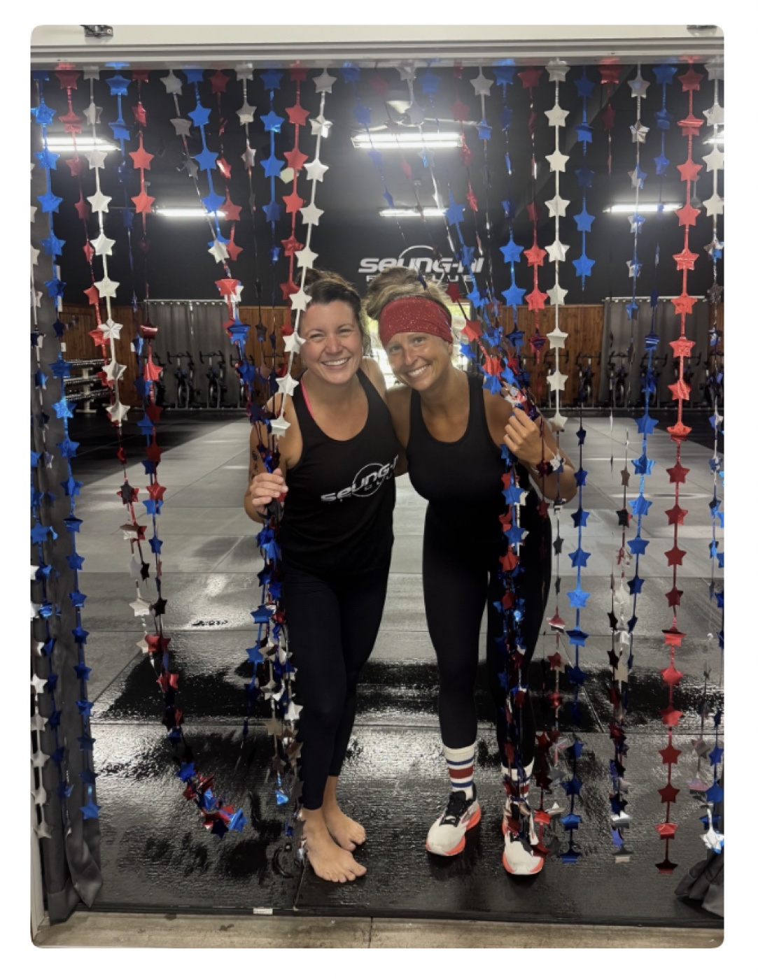 Two Seung-ni friends celebrating after a workout